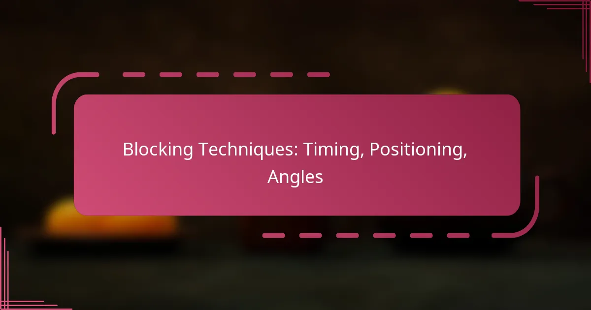 Blocking Techniques: Timing, Positioning, Angles