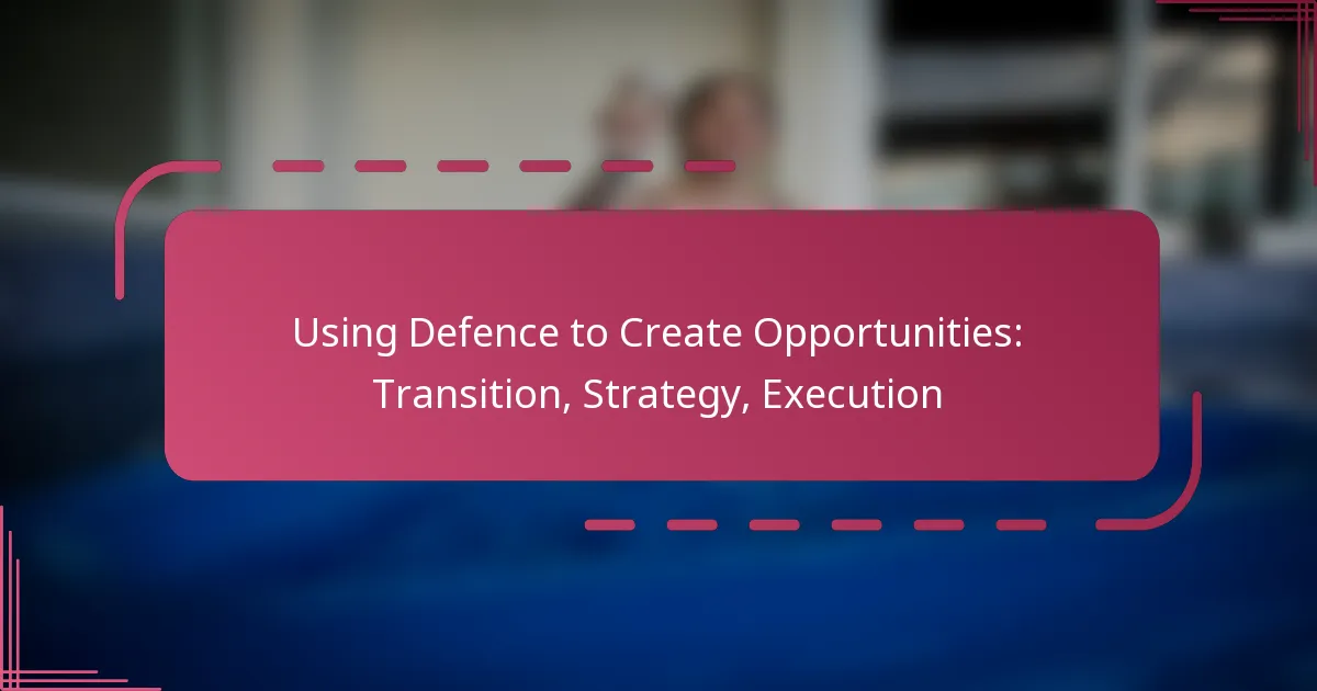 Using Defence to Create Opportunities: Transition, Strategy, Execution