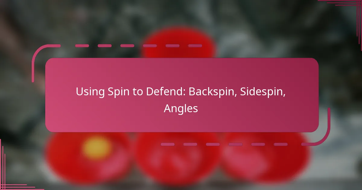 Using Spin to Defend: Backspin, Sidespin, Angles