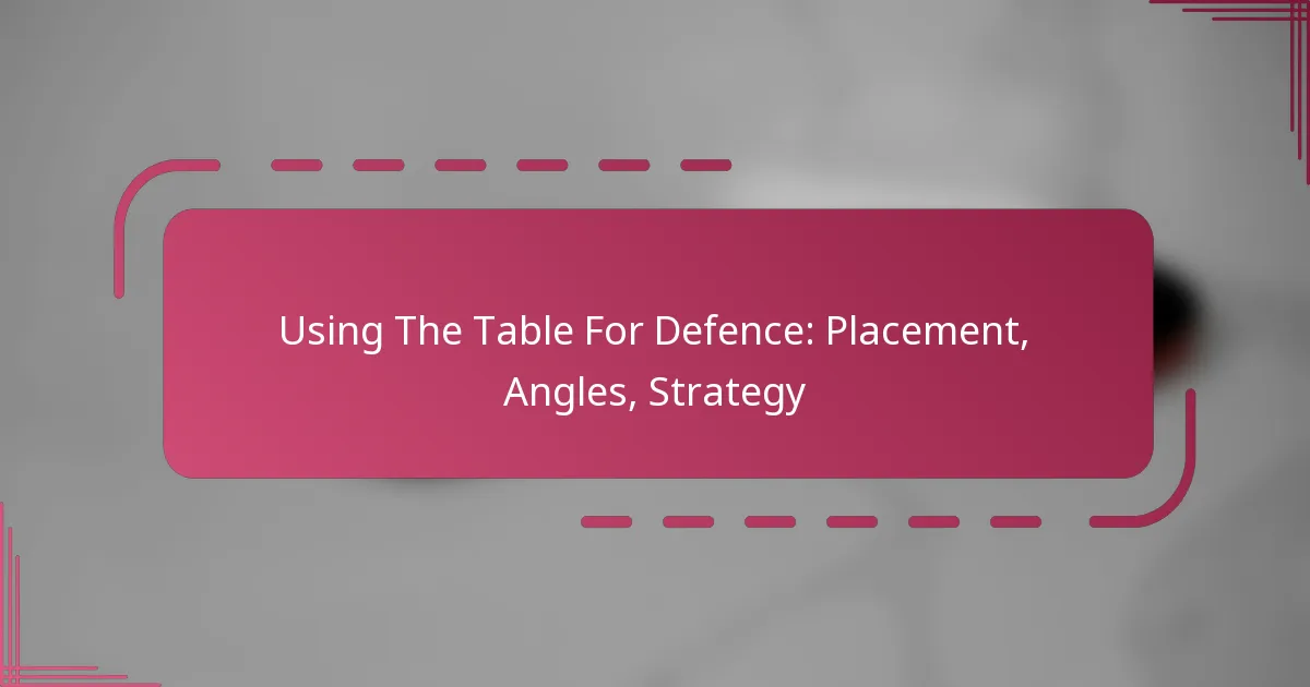 Using The Table For Defence: Placement, Angles, Strategy