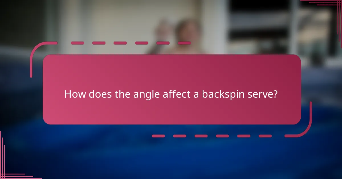 How does the angle affect a backspin serve?