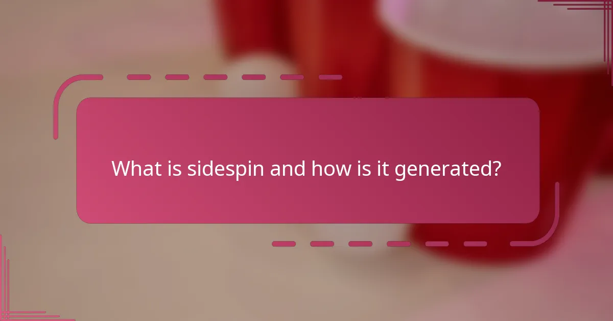 What is sidespin and how is it generated?